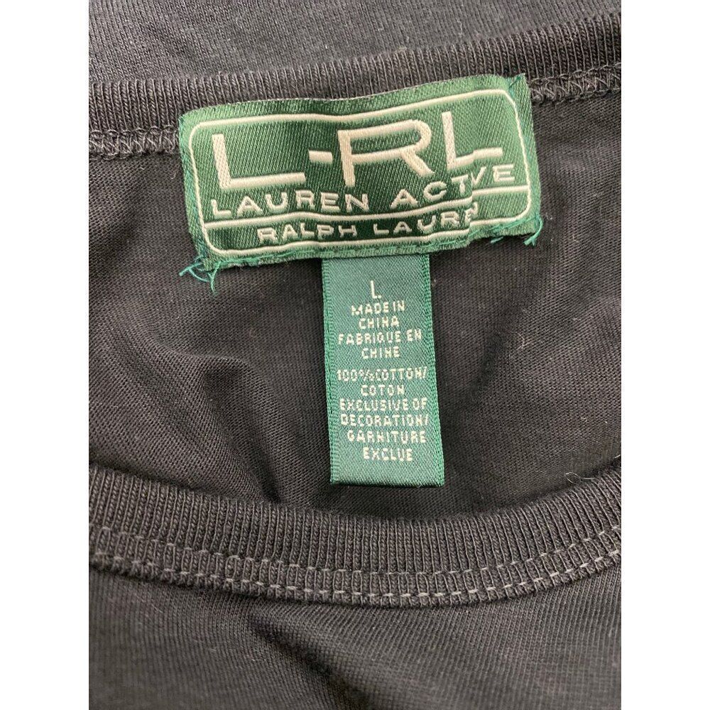 Ralph Lauren Women Black Beaded embroidered Graphic Short Sleeve Top Size L - Picture 9 of 9